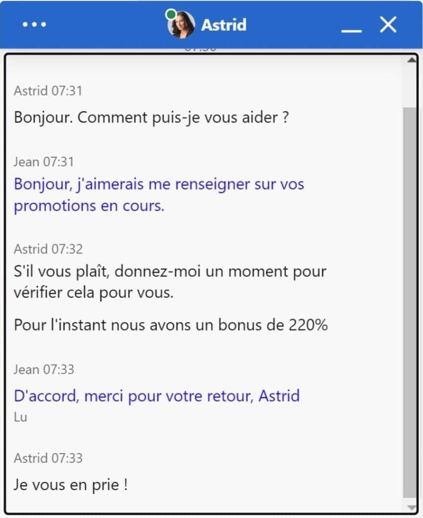 Service Chat en Ligne